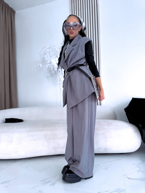 Komplekts "INTENSE 22666" - liemenė + kelnės - PILKA