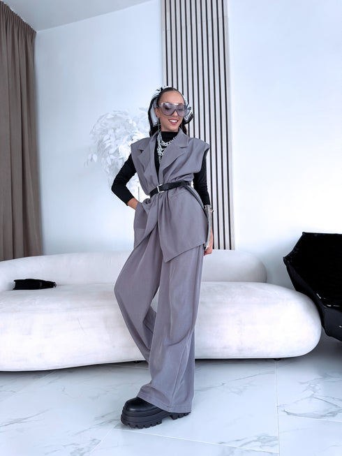 Komplekts "INTENSE 22666" - liemenė + kelnės - PILKA