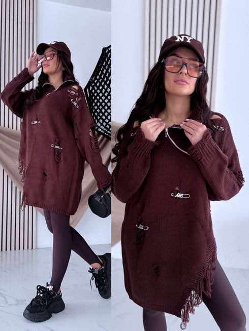 Džemperis ar plēsumiem "AXIS PL12300" - CHOCO