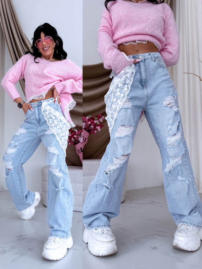 "ICON GIRL LW-671" джинсы + аксессуар - СВЕТЛО-ГОЛУБЫЕ