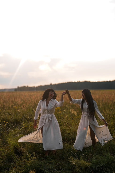 "MASTERPIECE" long shirt dress - WHITE