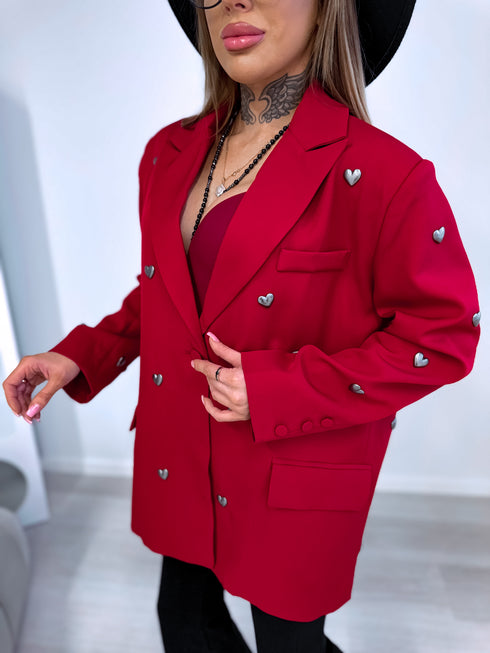 LUX sarkana, ONE SIZE žakete "HEARTS"