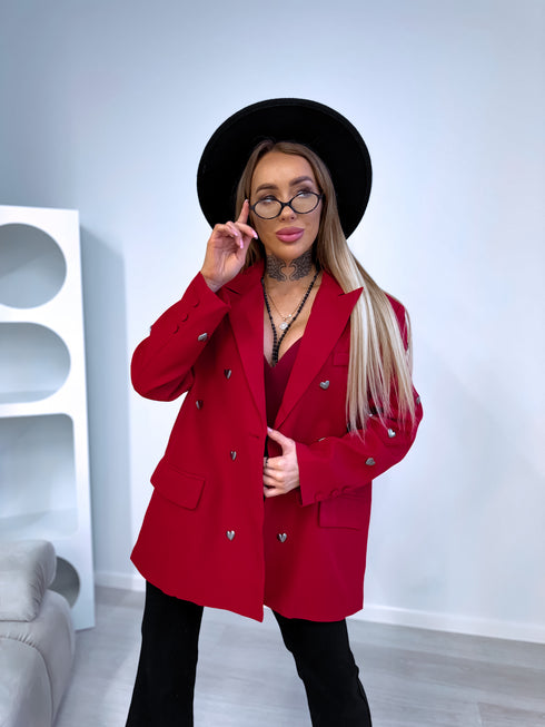 LUX raudona, VIENAS DYDIS švarkas "HEARTS"