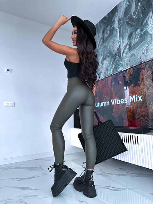 Imitation leather leggings "SEPTEMBER LEVEL UP" - HAKI