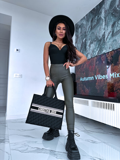 Imitation leather leggings "SEPTEMBER LEVEL UP" - HAKI