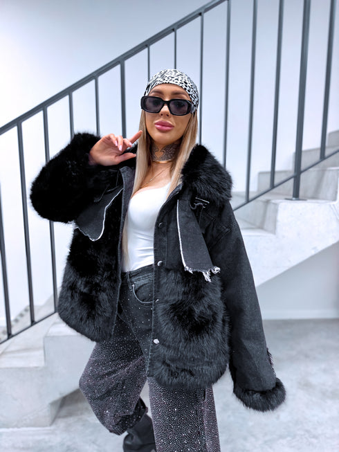 Jacket with denim elements "STEALTH" MR20009 - BLACK