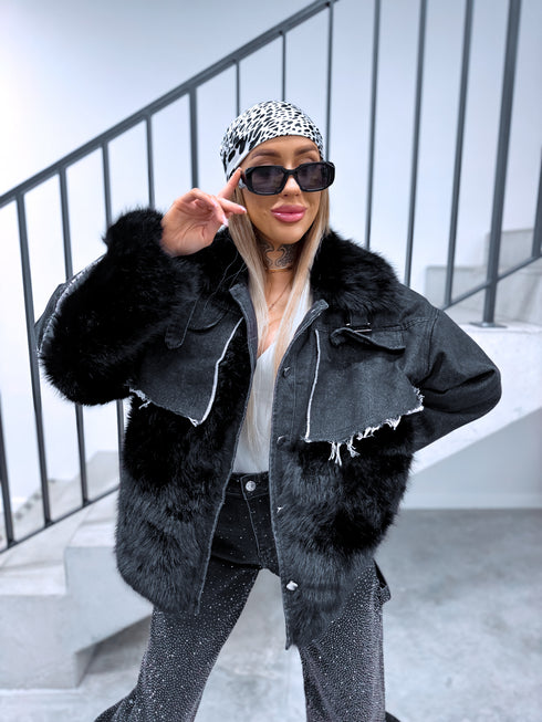 Jacket with denim elements "STEALTH" MR20009 - BLACK