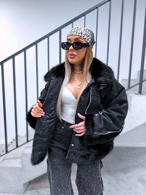 Jacket with denim elements "STEALTH" MR20009 - BLACK