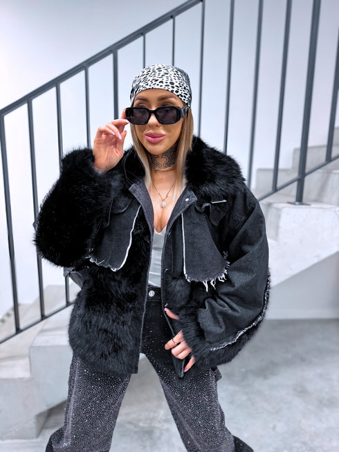 Jacket with denim elements "STEALTH" MR20009 - BLACK