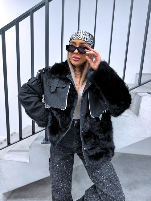 Jacket with denim elements "STEALTH" MR20009 - BLACK