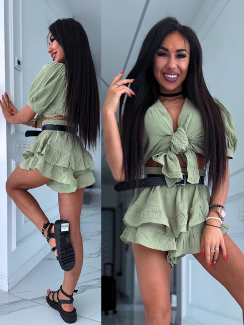 Kokvilnas komplekts "VOLĀNU PRIEKS" - haki