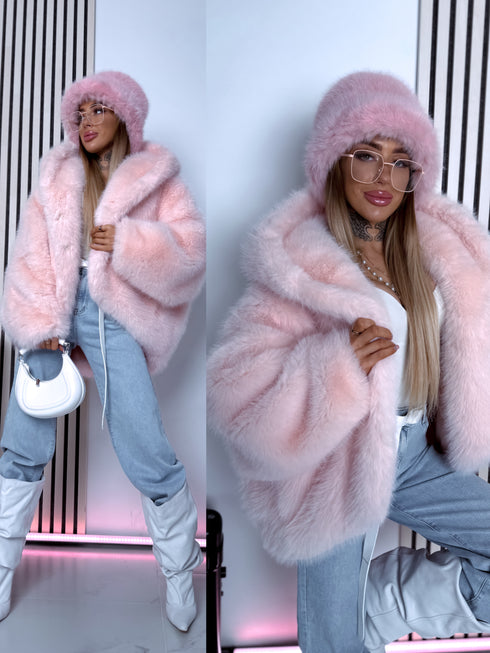 "FURORA PH6710" искусственная меховая куртка - НЕЖНО-РОЗОВАЯ