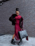 Artificial fur coat "TRANSITION G6079" - burgundy