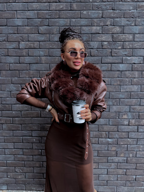 CHOCO jacket with choco fur "SAPPHIRE" CV2183