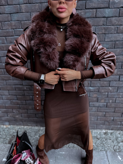 CHOCO jacket with choco fur "SAPPHIRE" CV2183