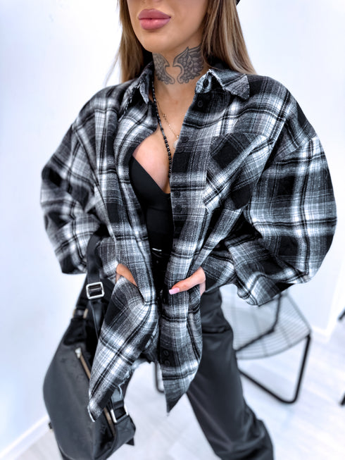 "Classic Grid" checkered shirt DM2513 - BLACK WITH WHITE