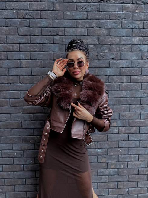 CHOCO jacket with choco fur "SAPPHIRE" CV2183