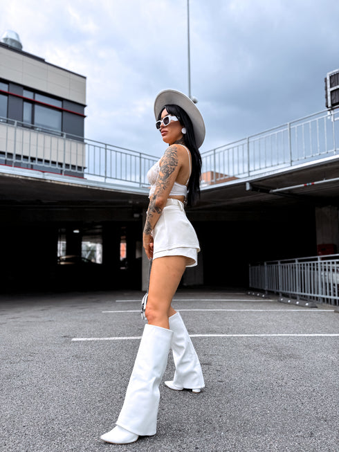 Dviejų atspalvių nėriniuota liemenėlė "BUTTON" - BEIGE SU BALTA