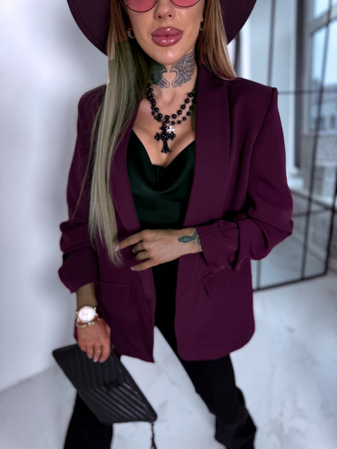 Baklažāna violeta, ONE SIZE žakete + melns tops