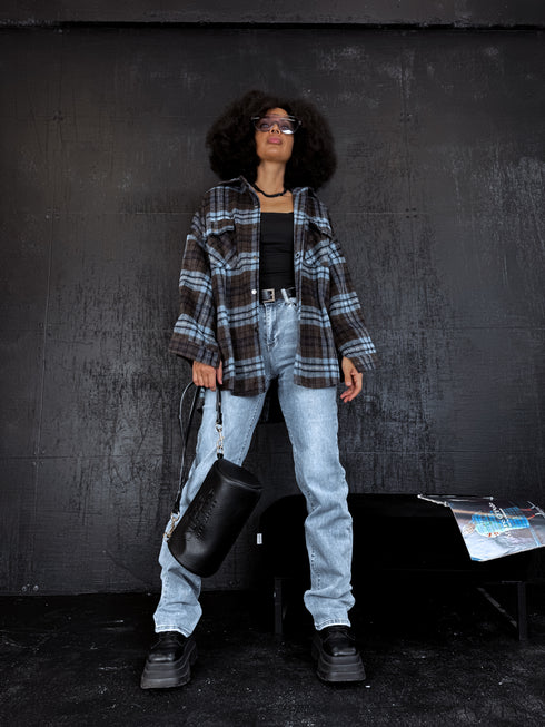 Plaid shirt "RAINY DAY" VMC58 - DARK BLUE