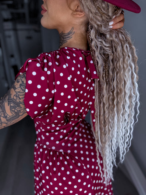 DOTTED dress "TOO MUCH" 1367 - BORDEAUX