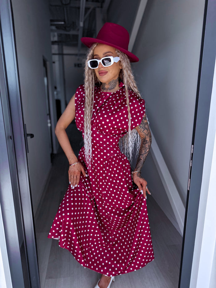 DOTTED dress "TOO MUCH" 1367 - BORDEAUX