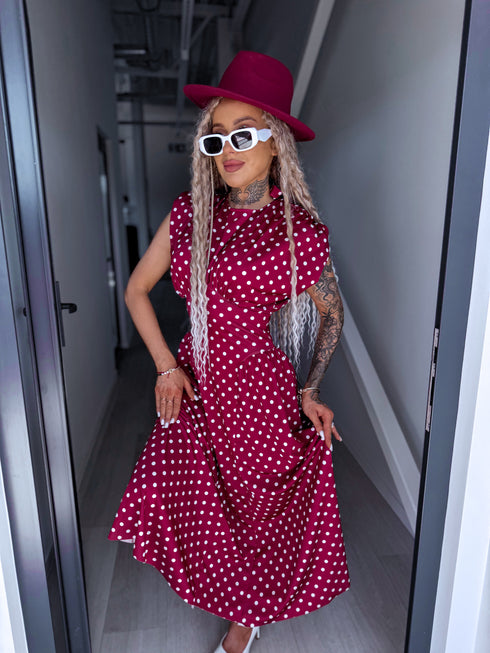 DOTTED dress "TOO MUCH" 1367 - BORDEAUX