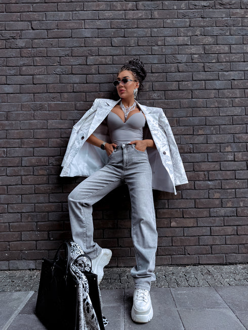 EXTRA LONG džinsai "EXTRA T6272-5" - šviesiai pilkos