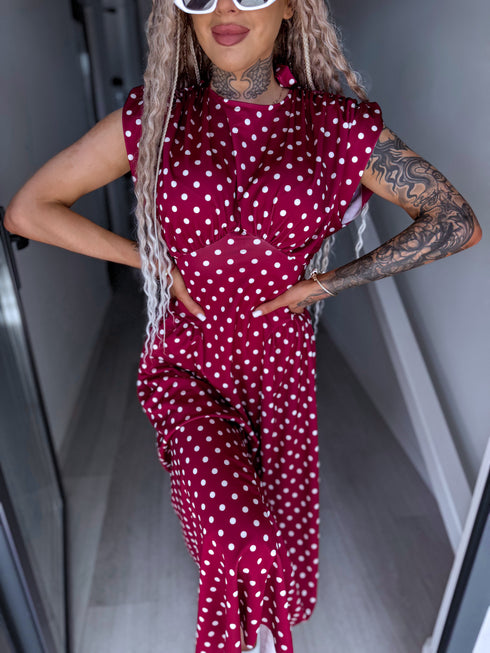 DOTTED dress "TOO MUCH" 1367 - BORDEAUX