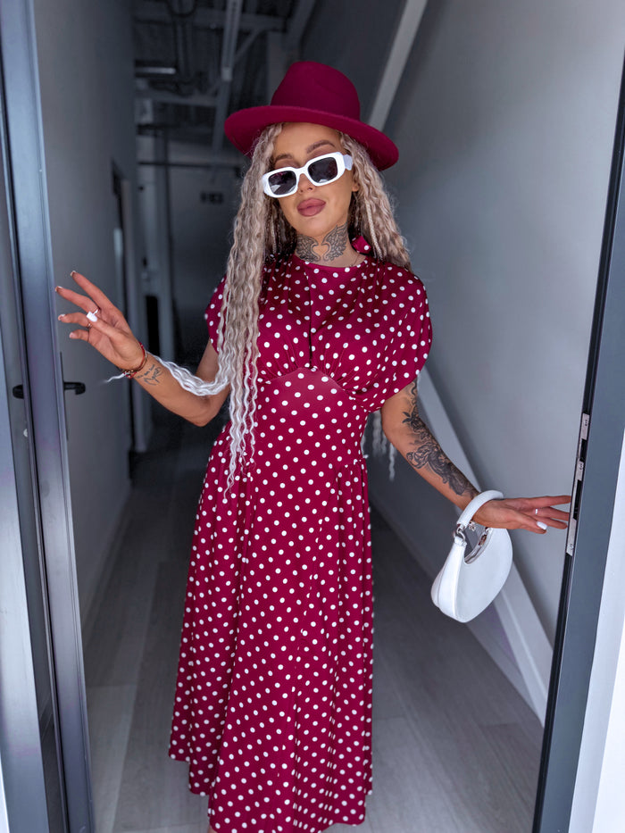 DOTTED dress "TOO MUCH" 1367 - BORDEAUX