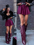 CORRUGATED shorts + belt GIFT "AMELIA" - Burgundy PRE-ORDER