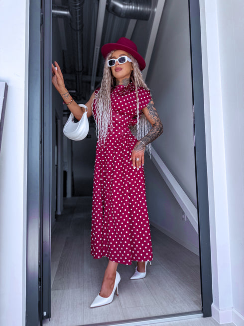 DOTTED dress "TOO MUCH" 1367 - BORDEAUX