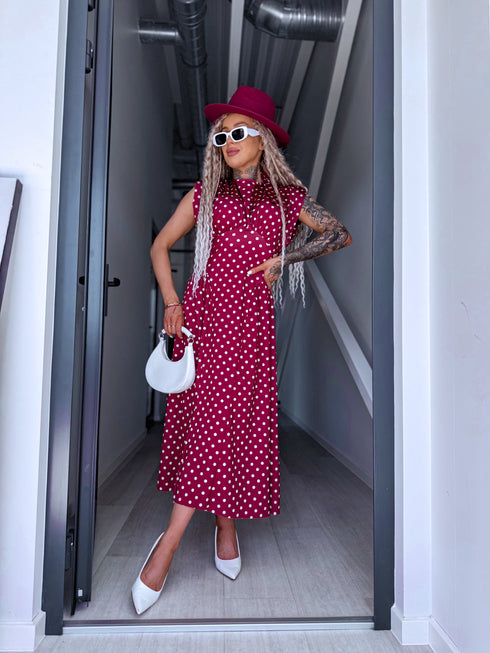 DOTTED dress "TOO MUCH" 1367 - BORDEAUX