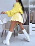 Юбка-шорты с складками + двойной пояс J72 - СВЕТЛО-ЖЕЛТЫЕ