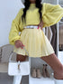 Юбка-шорты с складками + двойной пояс J72 - СВЕТЛО-ЖЕЛТЫЕ