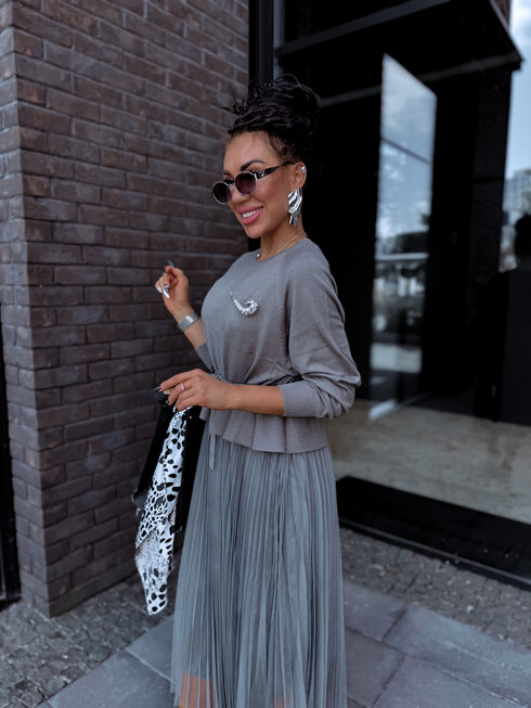 "VIOLA 3212" set - dress + jumper - KHAKI