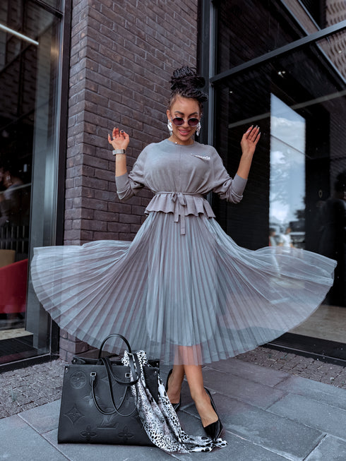 "VIOLA 3212" set - dress + jumper - KHAKI