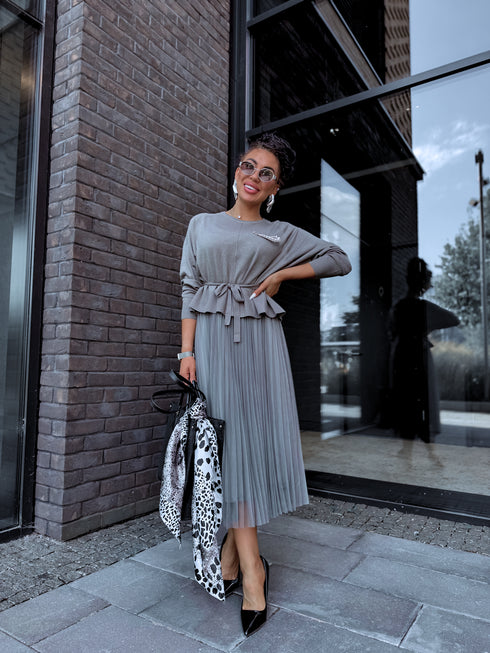 "VIOLA 3212" set - dress + jumper - KHAKI