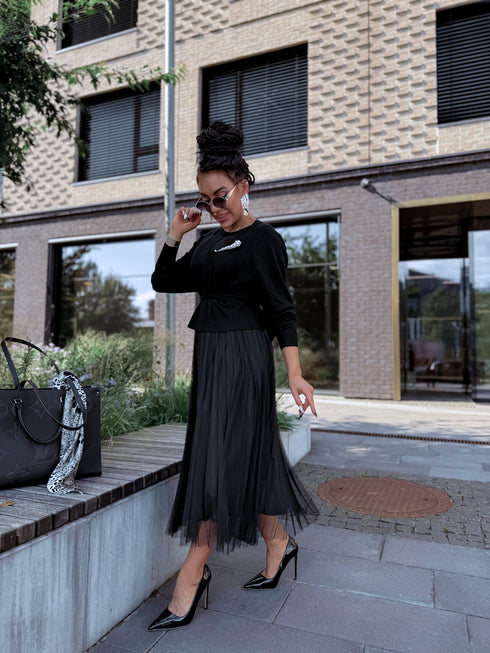 "VIOLA 3212" set - dress + jumper - BLACK