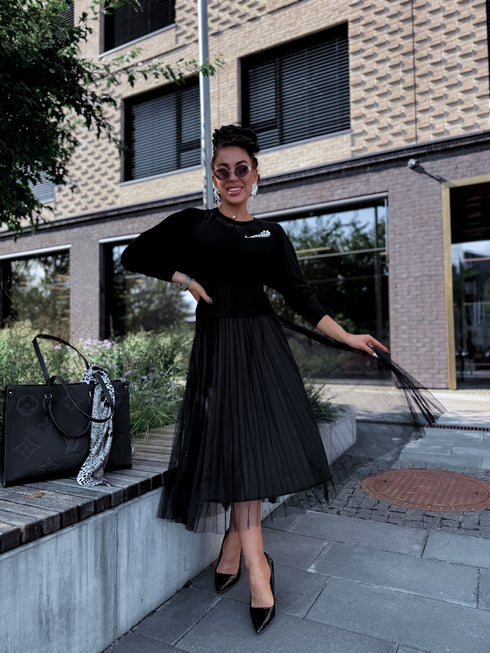 "VIOLA 3212" set - dress + jumper - BLACK