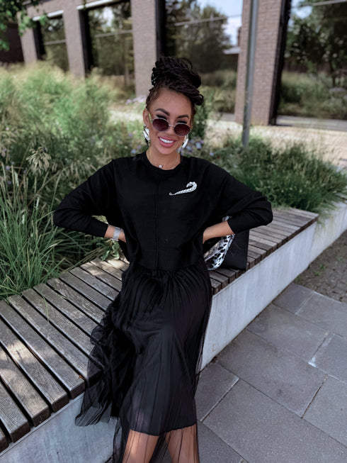 "VIOLA 3212" set - dress + jumper - BLACK