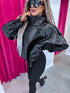 Faux leather jacket "PISTACHIO W5009" - BLACK