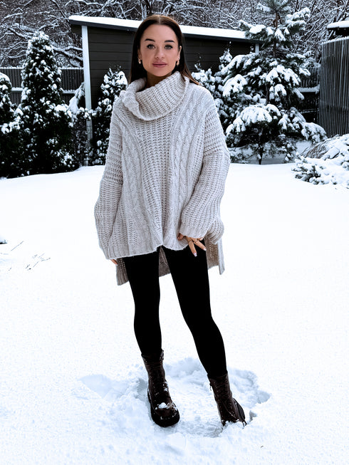 ELYNDI extended wool sweater - light beige