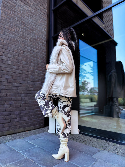 Light Beige Jacket with Beige Fur "LUX FUR" FL47