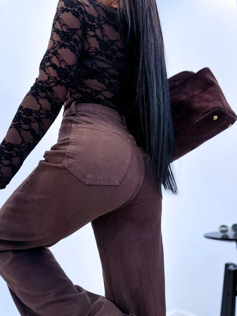 WIDE LEG džinsa bikses "RELATIONSHIP 9215-26"- CHOCO