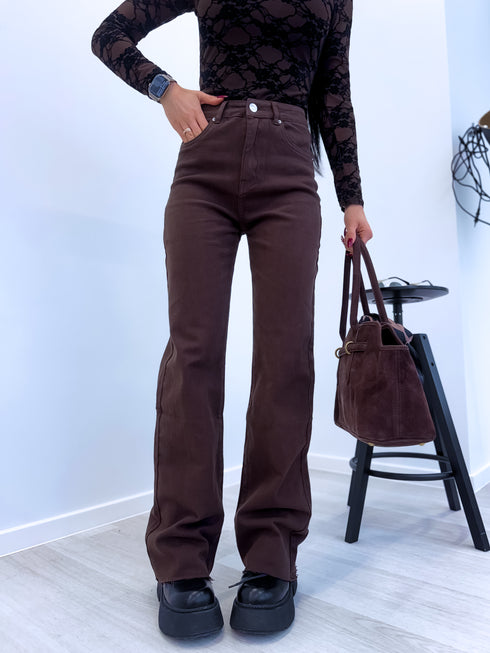 WIDE LEG džinsa bikses "RELATIONSHIP 9215-26"- CHOCO
