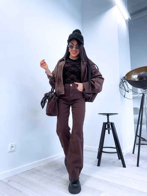 WIDE LEG džinsa bikses "RELATIONSHIP 9215-26"- CHOCO