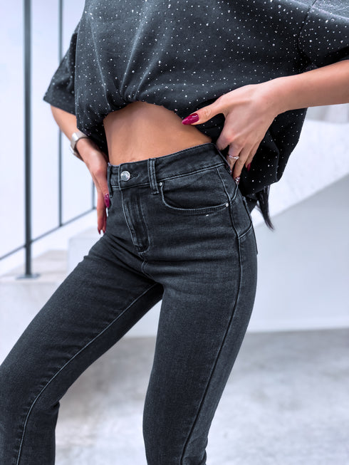 "MERELY HM5363-3" džinsa bikses ar siltinājumu - TUMŠI PELĒKAS PRE-ORDER