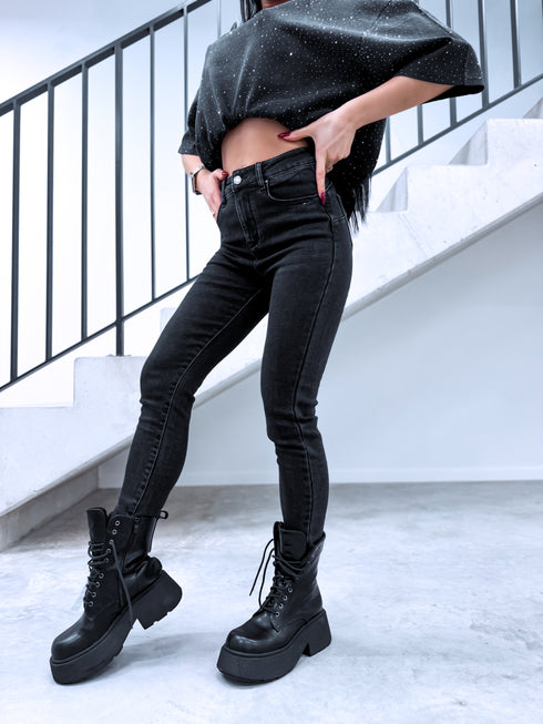 "MERELY HM5363-3" džinsa bikses ar siltinājumu - TUMŠI PELĒKAS PRE-ORDER