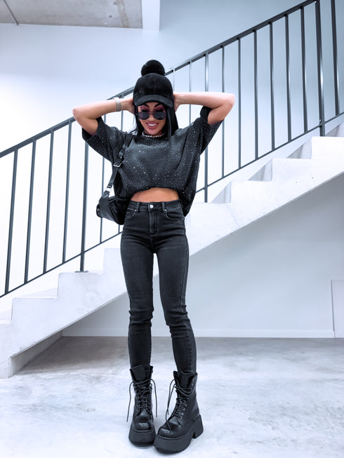 "MERELY HM5363-3" džinsa bikses ar siltinājumu - TUMŠI PELĒKAS PRE-ORDER